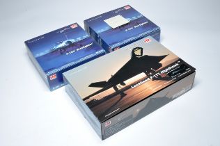 A trio of Hobby Master 1/72 diecast military aircraft as shown. Two Displayed with some signs of