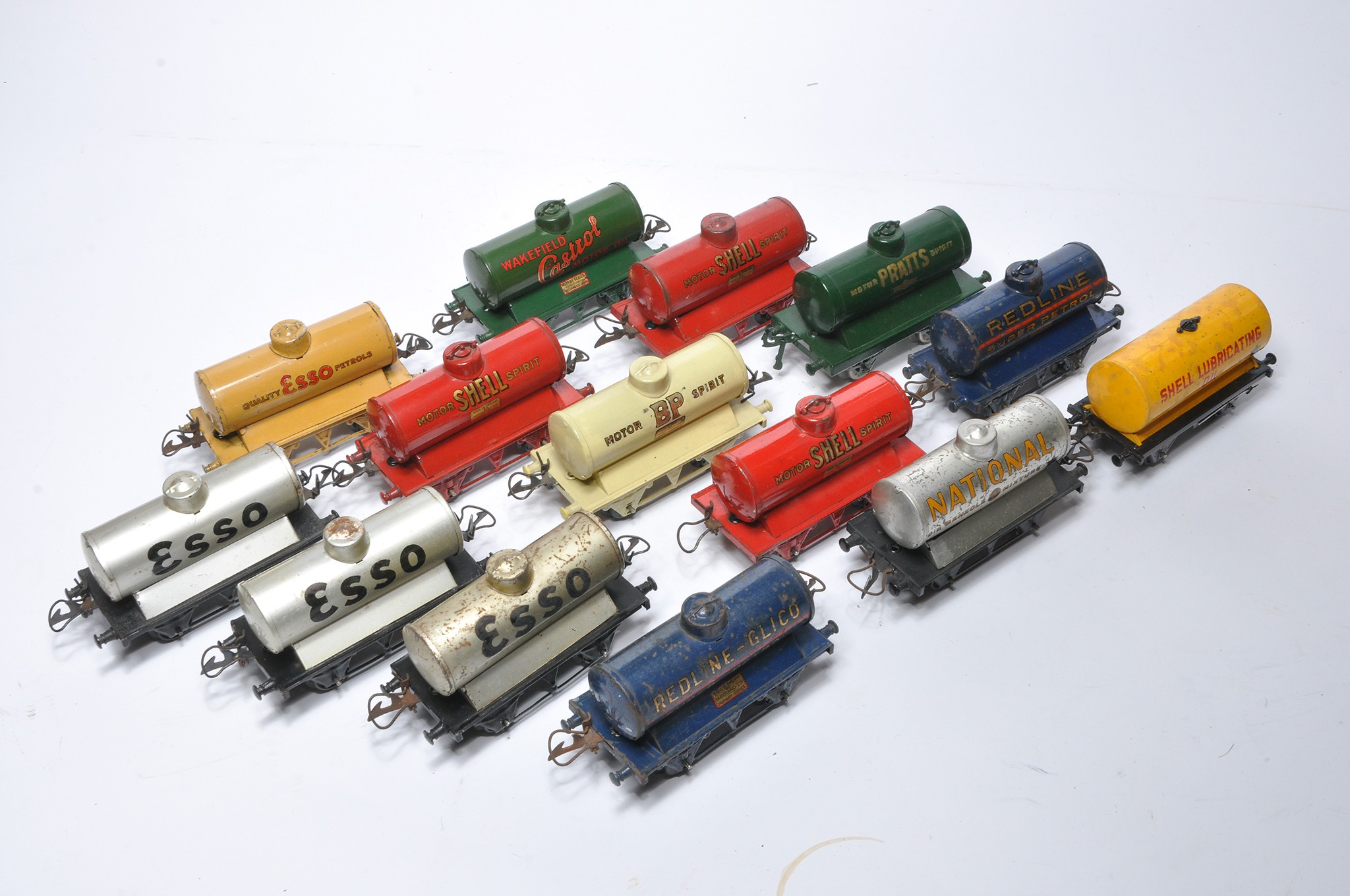 Hornby O Gauge Model Railway group of Tank Wagons with various liveries as shown.