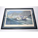 Motorsport Signed Print by Nicholas Watts - Duel at Sunset. Approx 82cm x 64cm. Signed by Bob