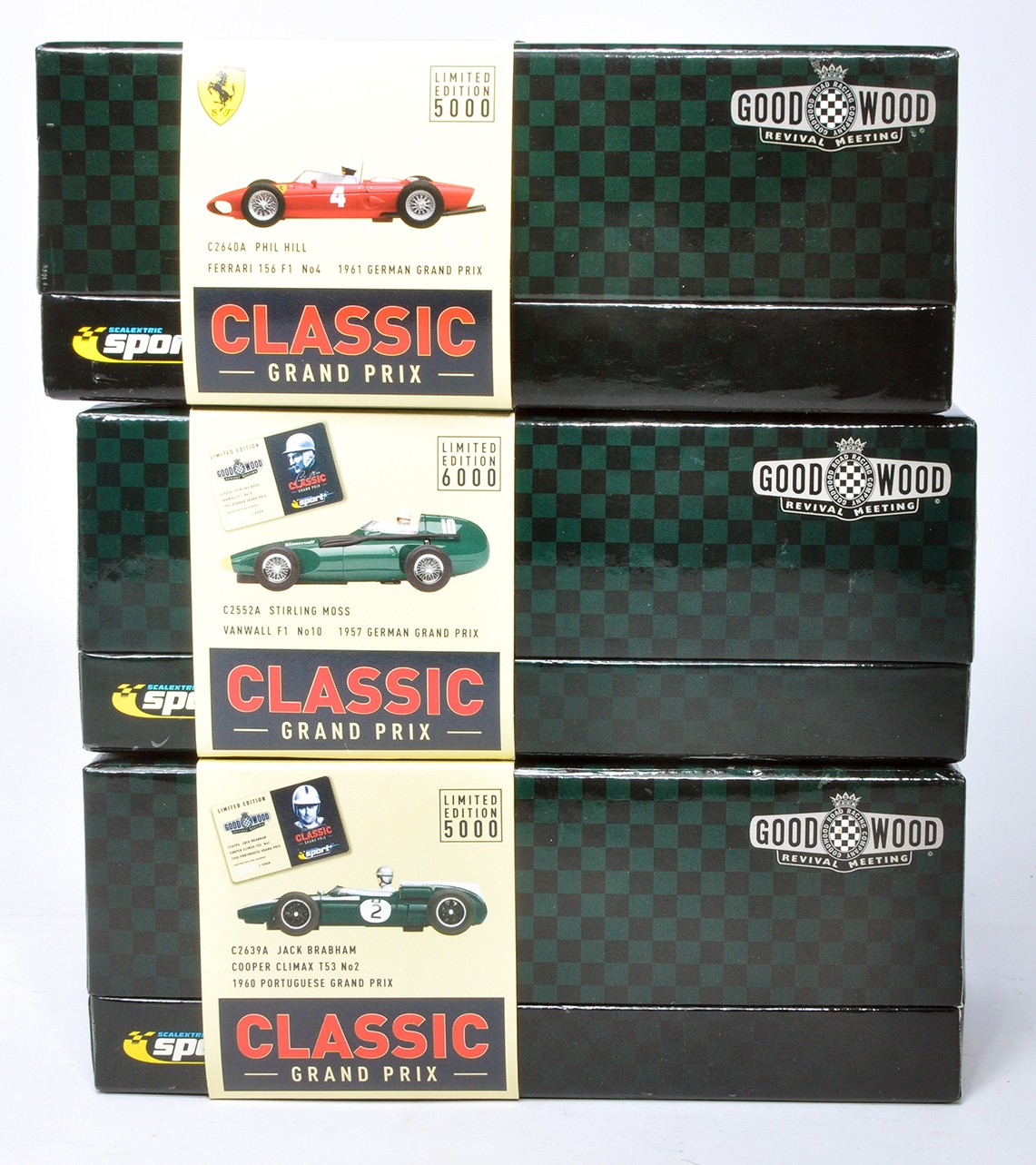 A trio of Limited Edition Scalextric Le Man Classic slot car issues to include Ferrari 156 F1 1961