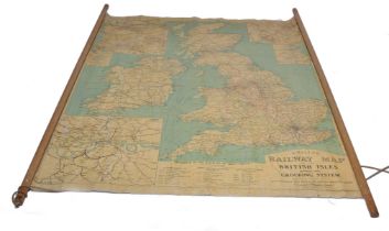 Large Canvas from 1947 comprising Philips Railway Map of the British Isles.
