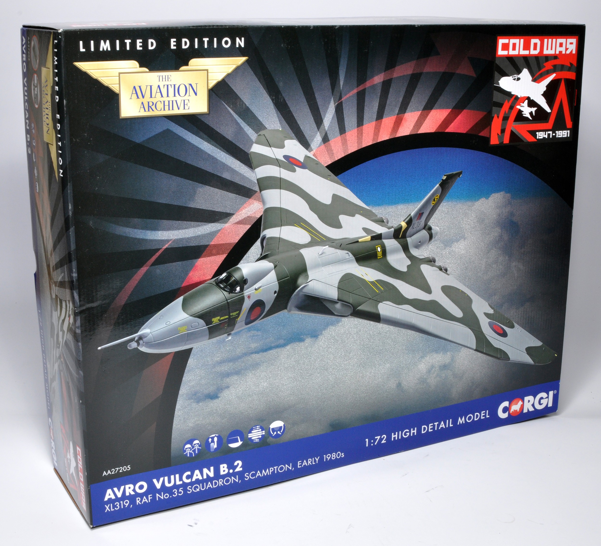 Corgi 1/72 diecast model aircraft comprising No. AA27205 Avro Vulcan B.2. Looks possibly displayed