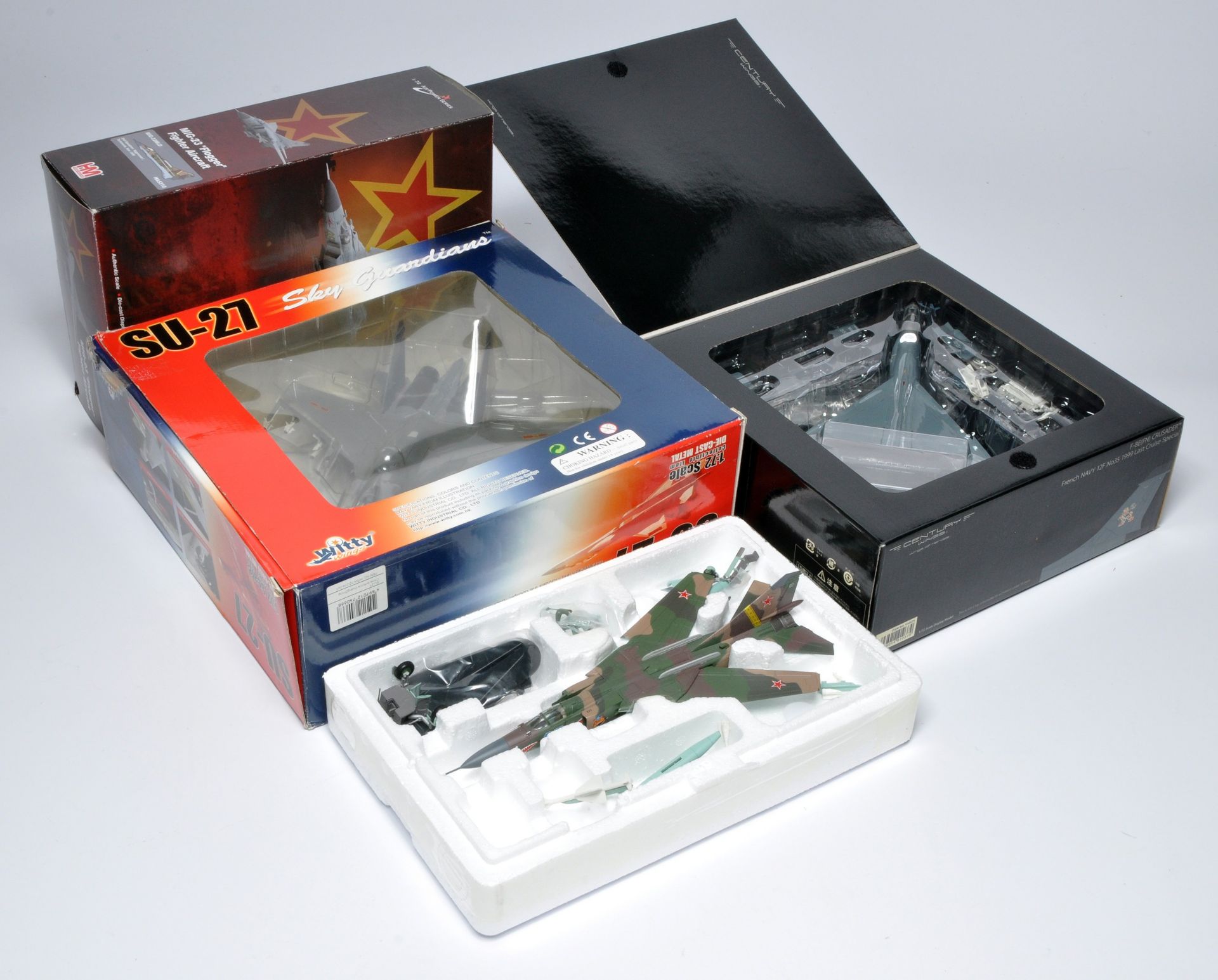 Century Wings 1/72 Diecast Model Aircraft Issue comprising F-8E Crusader, Hobby Master MIG 23