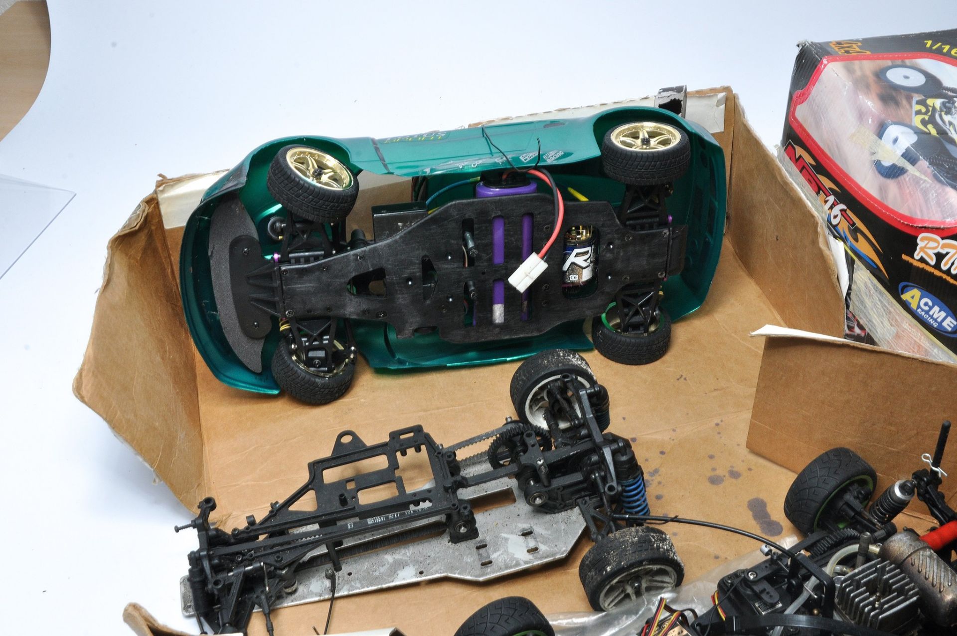 A group of High Performance Radio Control Car items including car chassis and shells and other items - Image 3 of 3
