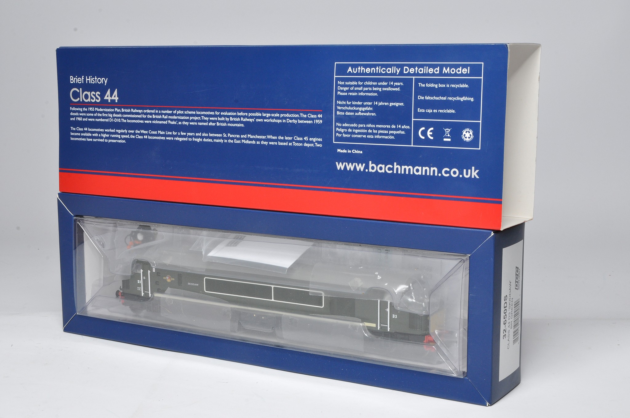 Bachmann Model Railway comprising locomotive issue No. 32-650DS Class 44 D3 Skiddaw. Looks to be