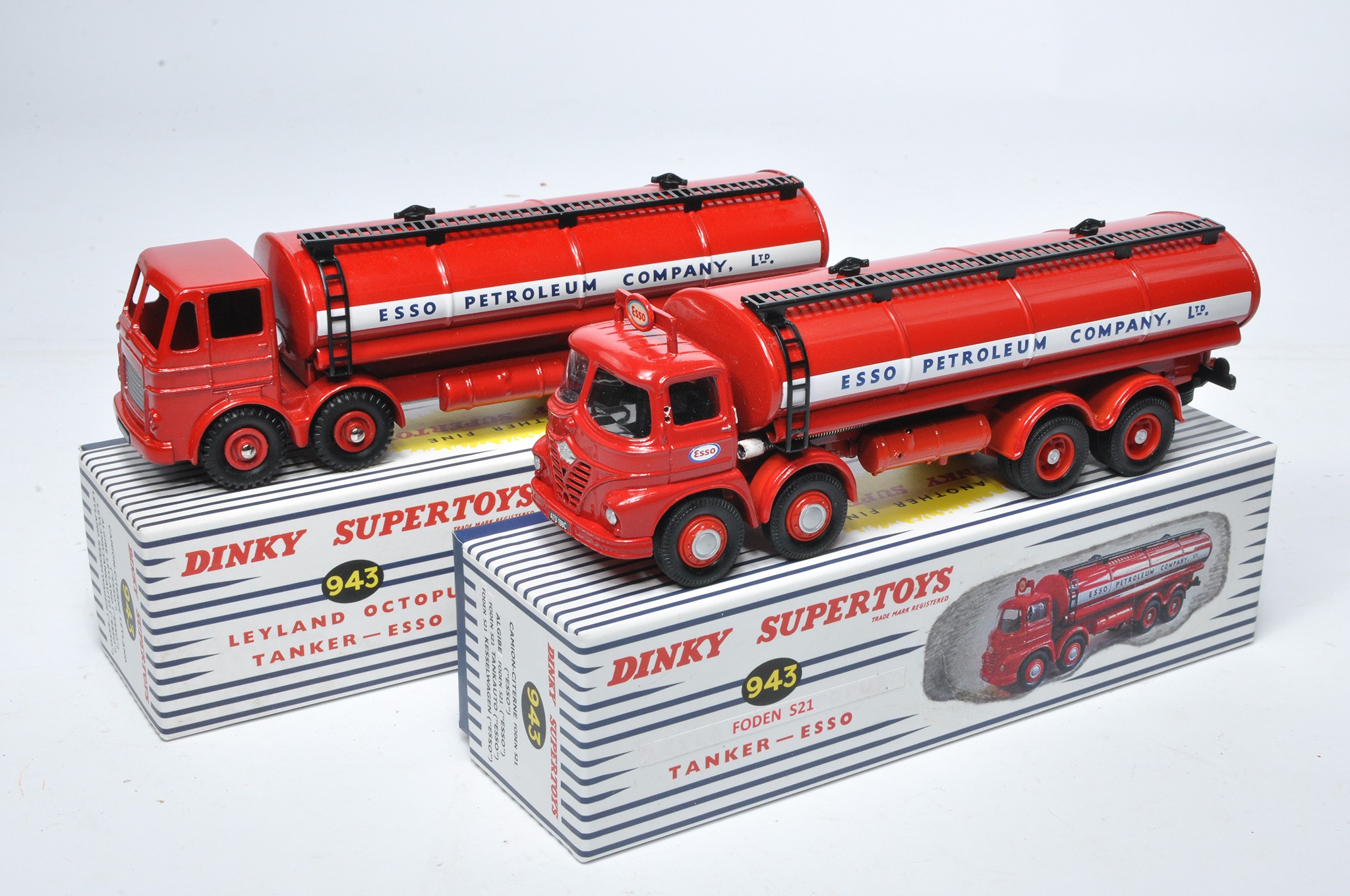 Atlas Dinky Duo of Esso Tanker issues including code 3 Foden S21 plus Leyland Octopus.