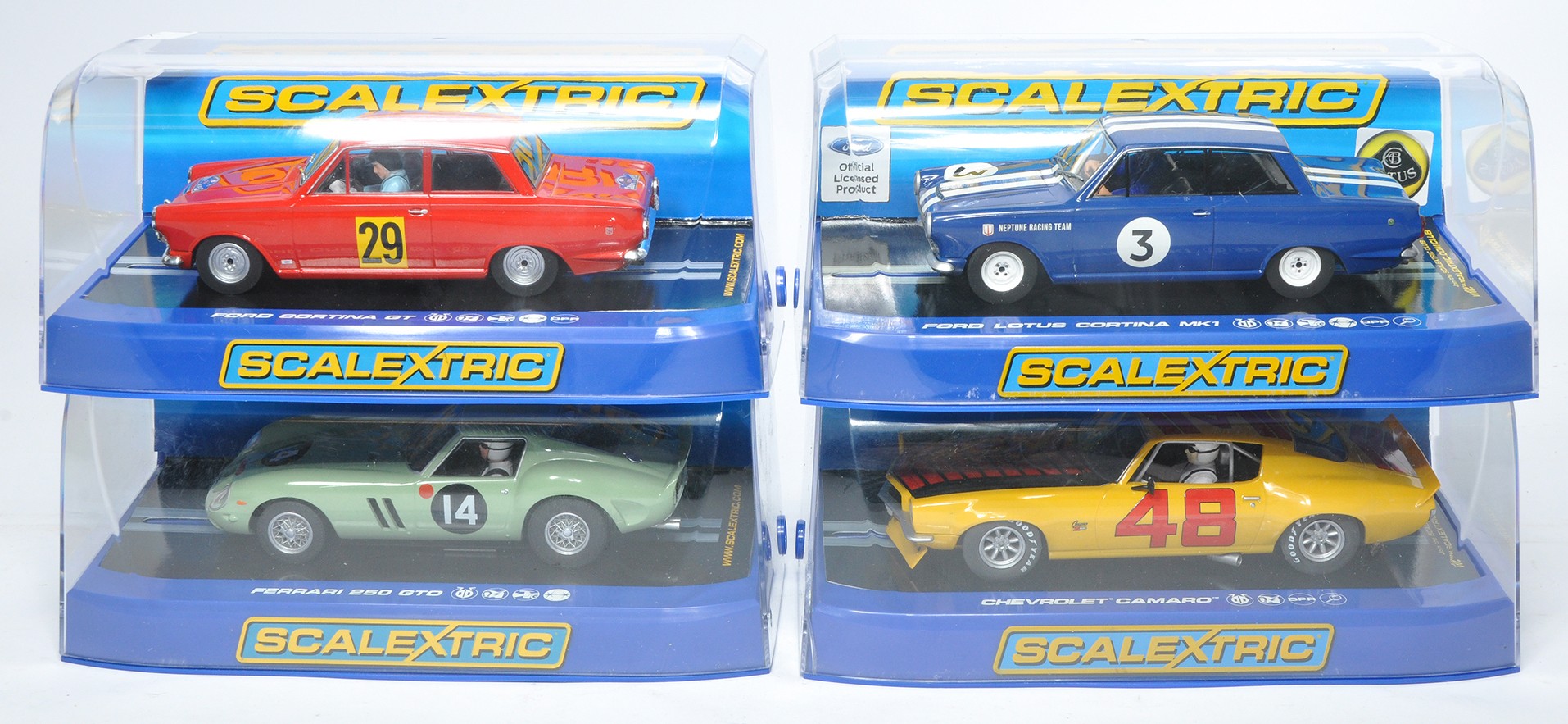 Scalextric slot car issues comprising Chevrolet Camaro 1970, Ford Lotus Cortina 1964 Neptune