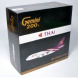 Gemini 1/200 Diecast Model Aircraft Issue comprising No. G2THA423 Airbus A380 Thai. Displayed with