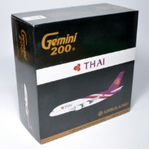 Gemini 1/200 Diecast Model Aircraft Issue comprising No. G2THA423 Airbus A380 Thai. Displayed with