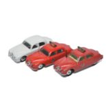 Corgi trio of Jaguar 2.4L including 2 x Fire Car's (different base plates) plus one other which is