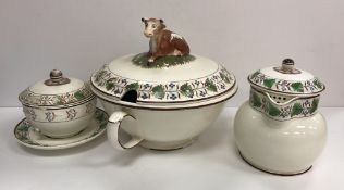 A rare early 19th Century collection of forget-me-not pattern dinner wares including open bottomed