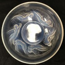 A Lalique Ondines bowl in opalescent glass inscribed to base "R Lalique" 21 cm diameter x 7.