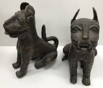 A pair of Benin style bronze leopard figures (imported from Nigeria by the vendor in the 1980s),