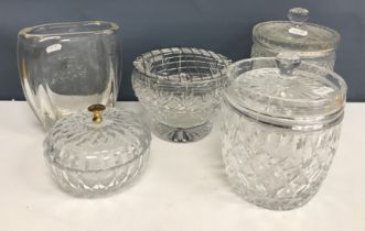 A Val St. Lambert cut glass bowl and cover, 12.