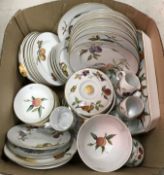 Two boxes of Royal Worcester Evesham table and dinner wares to include tureens, jugs,