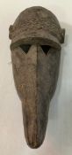 An African Burkina Faso Bobo carved treen ware baboon mask,