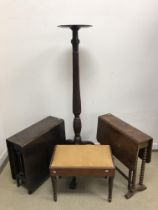 A Victorian mahogany framed rectangular stool,