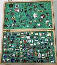 A large collection of enamel pin bages/lapel badges relating to motorcycles to include Triumph,