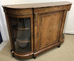 A Victorian walnut and marquetry inlaid credenza,