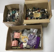 Three boxes of various costume jewellery