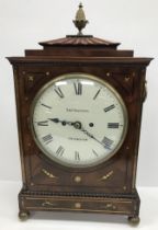 A 19th Century mahogany and brass inlaid mantel clock,