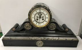 A circa 1900 French marble cased mantel clock,