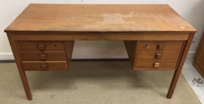 A mid 20th Century Danish teak double pedestal desk,