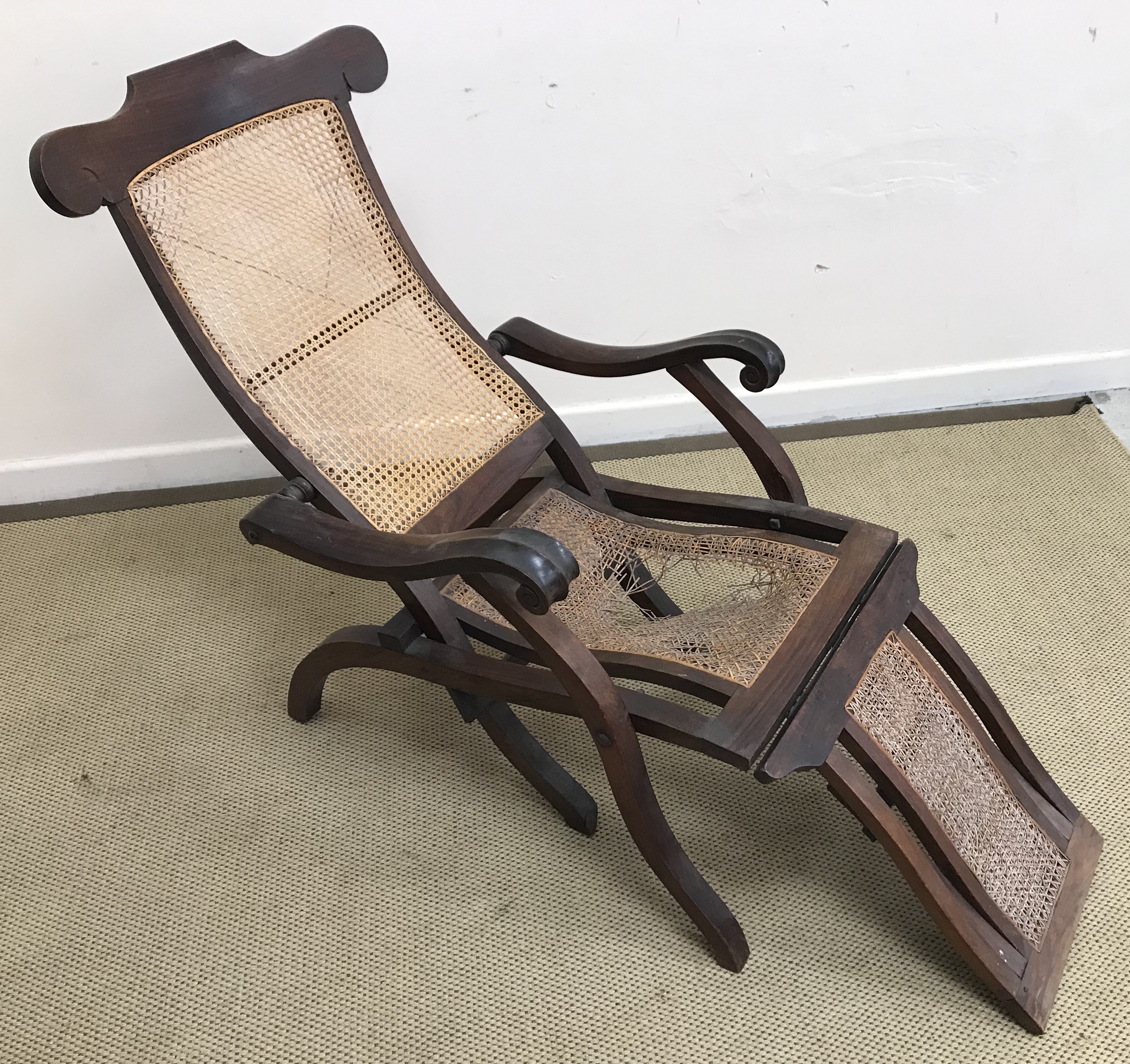 A late Victorian rosewood steamer chair, - Image 2 of 2