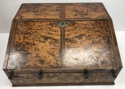 A 19th Century faux mulberry and rosewood banded writing slope of bureau type form,