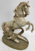 A Royal Dux figure of a horse with figure to base stamped 1763 to base,