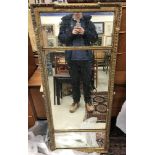 A late 18th Century gilt and gesso triple plate rectangular wall mirror 140 cm x 60.