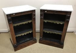 A pair of Victorian rosewood side cabinets,