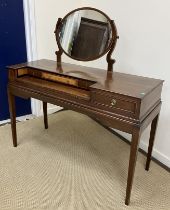 A George III mahogany and inlaid spinnet converted to dressing table,