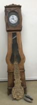 A 19th Century French pine cased long case clock,