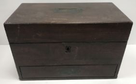 A 19th Century mahogany apothecary box, the hinged top set with brass carry handle,