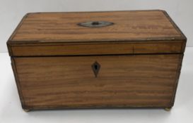 A 19th Century satinwood and inlaid tea caddy,