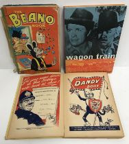 A box containing 1957 Dandy book, 1957 Beano book,