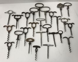 A collection of 26 various all metal corkscrews, including steel, brass,