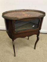 A circa 1900 mahogany and marquetry inlaid kidney shaped side table,