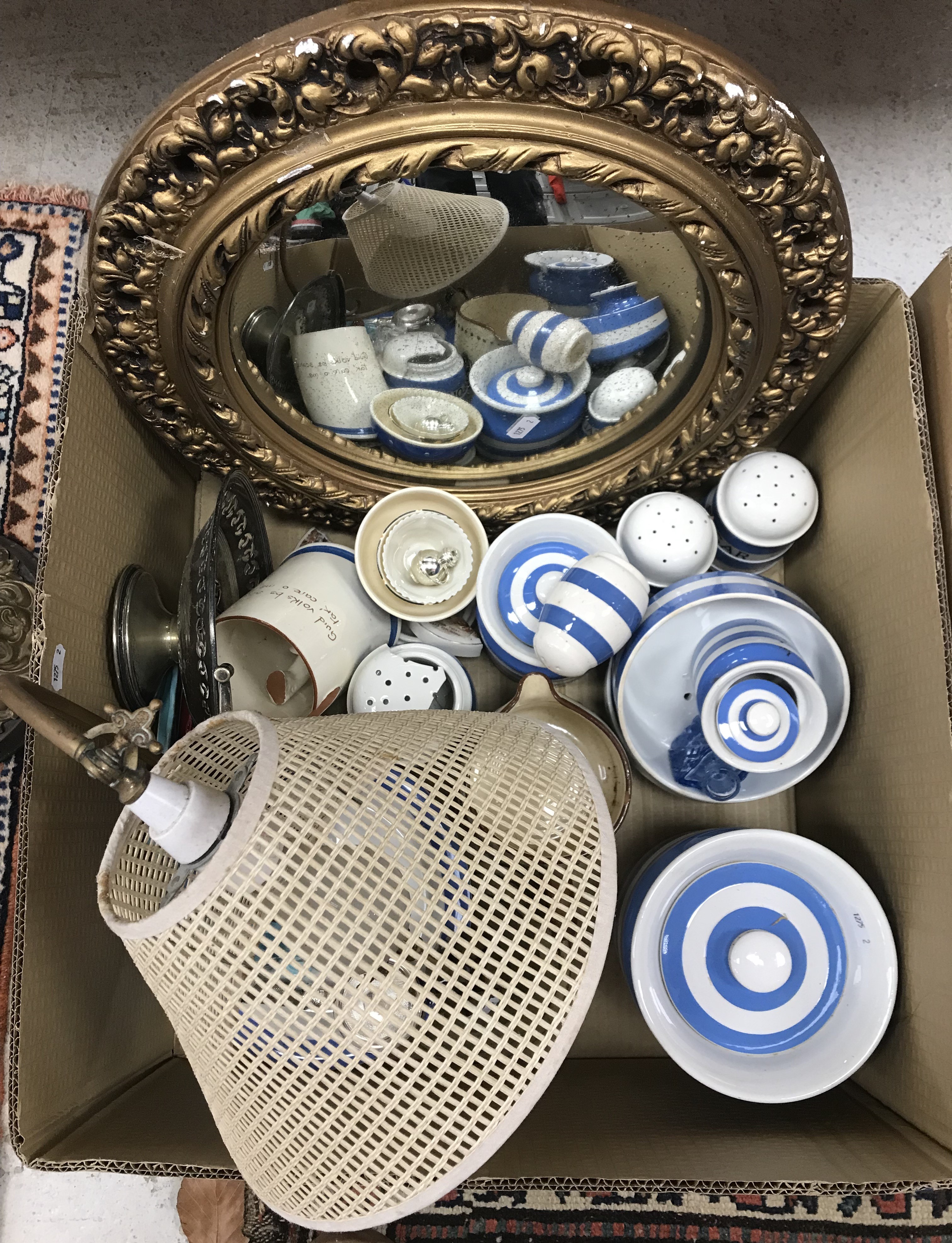 A box containing assorted china wares to include TG Green Cornishware, - Image 3 of 4