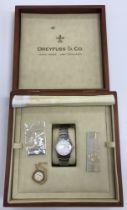 A Dreyfuss & Co series 1890 steel wristwatch No'd 1558,