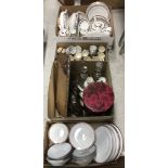 A box containing Paragon Elegance dinner wares together with a box containing a Noritake Royale