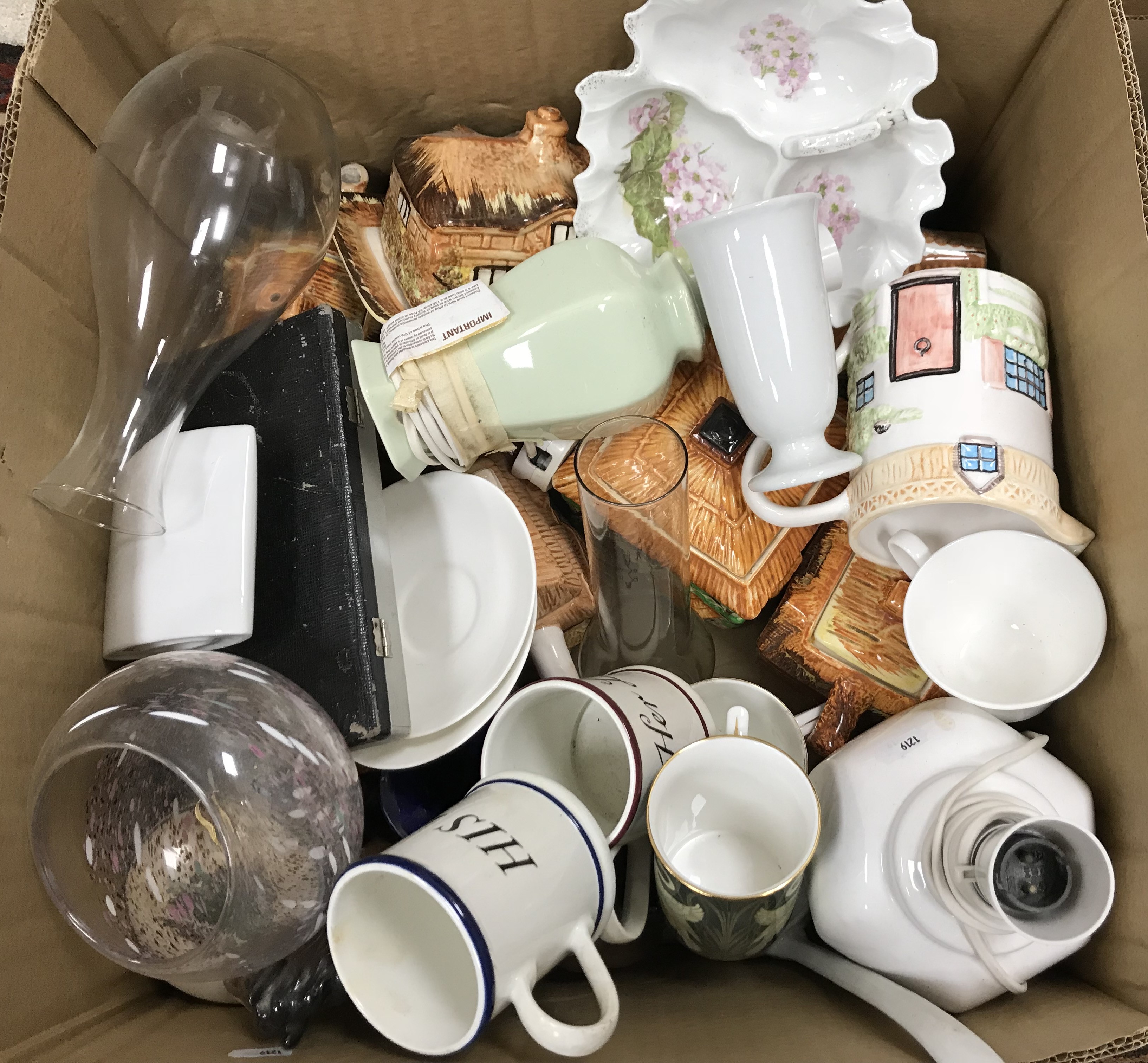 Five boxes of assorted sundry items to include elephant ornaments, mugs, mantel clock, - Image 4 of 6