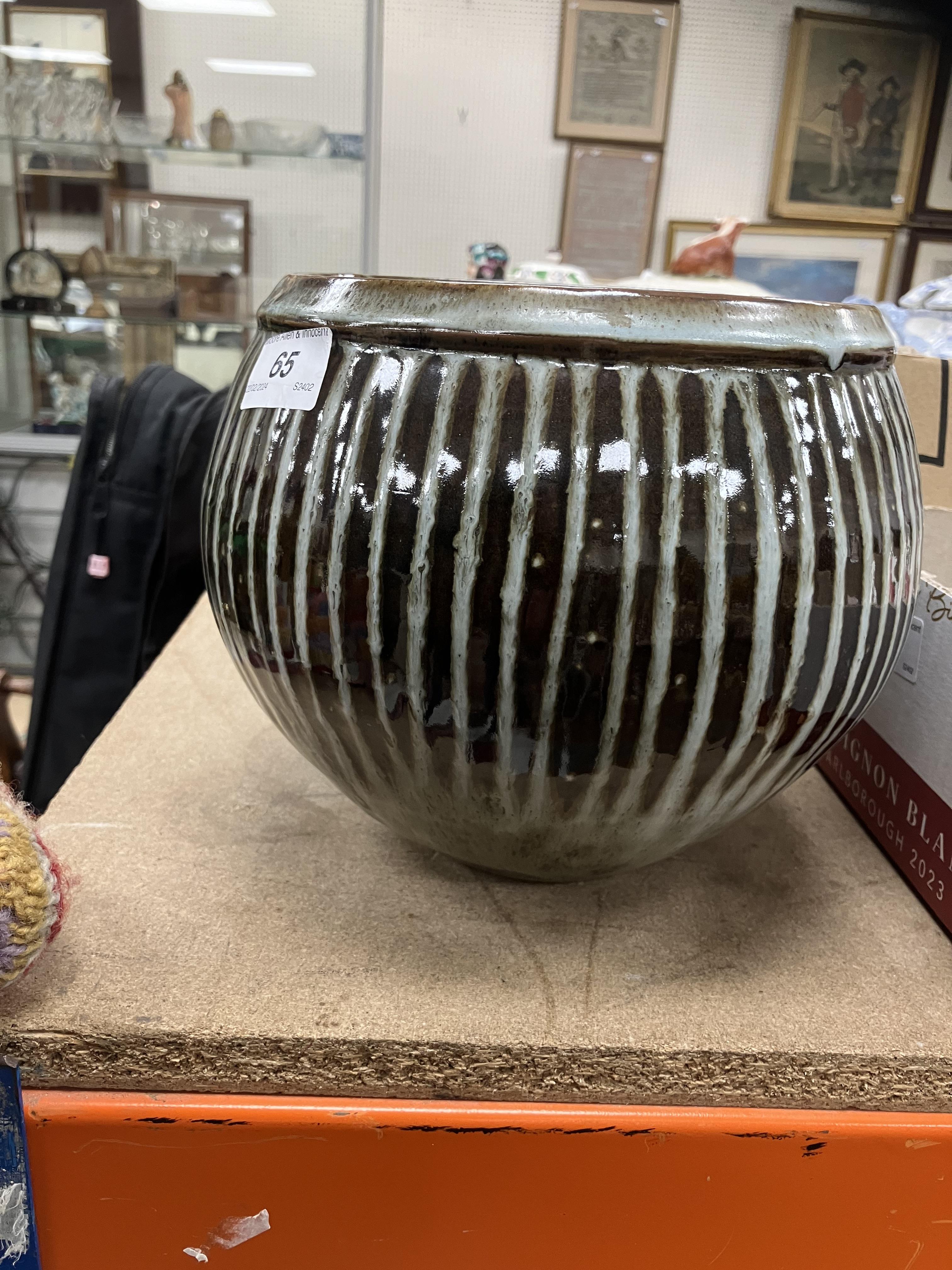 A David Leach ribbed vase of globular form, raised on a shallow circular foot, - Image 9 of 13