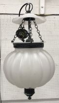 A pair of modern glass hanging lights of gourd form, 43 cm high,