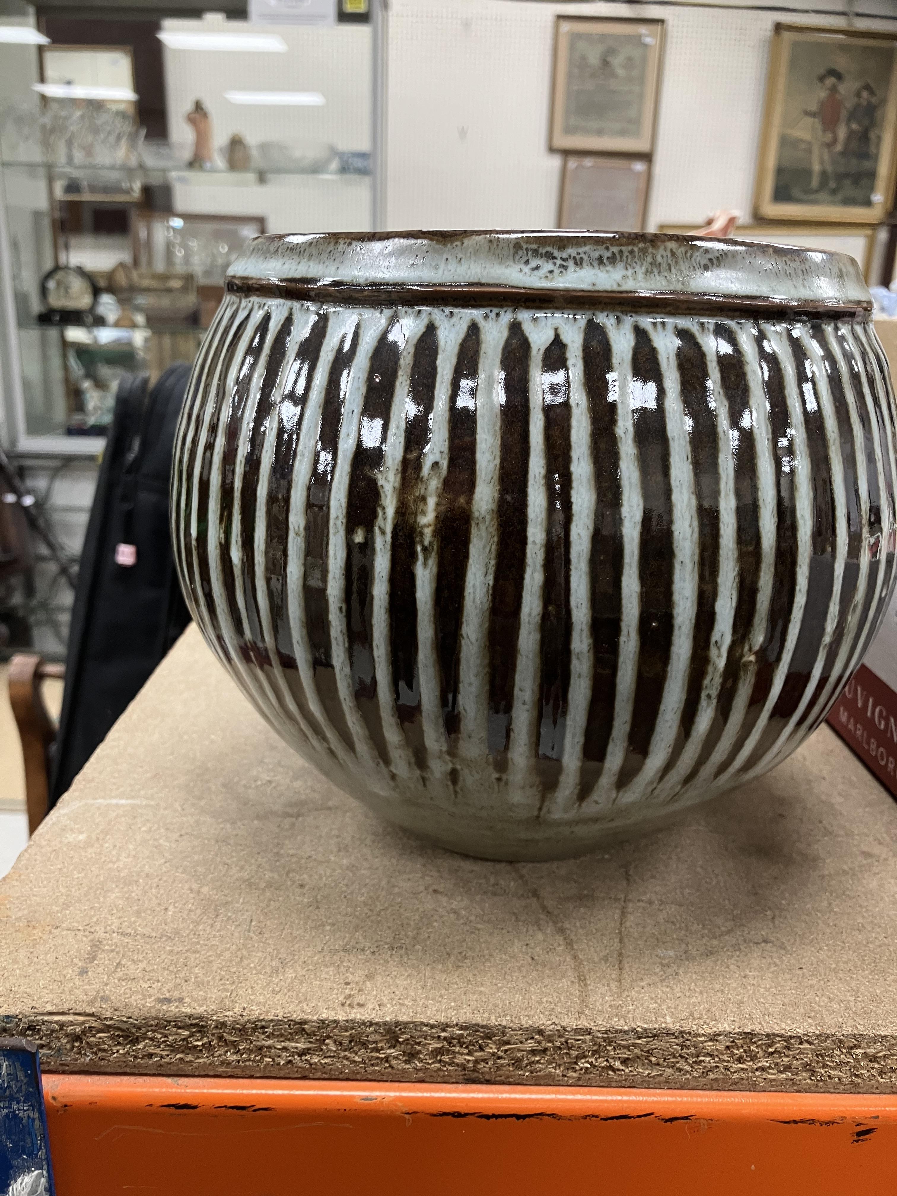 A David Leach ribbed vase of globular form, raised on a shallow circular foot, - Image 11 of 13