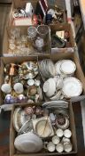 Seven boxes of assorted china wares, glassware, decorative items, etc.