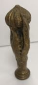A circa 1900 Albert Marionnet bronze seal in the form of a stylised acanthus in bud, signed to base,
