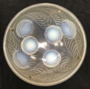 A Lalique frosted glass “Dahlia” pattern plafonnier, with etched mark “R Lalique France”, 30.