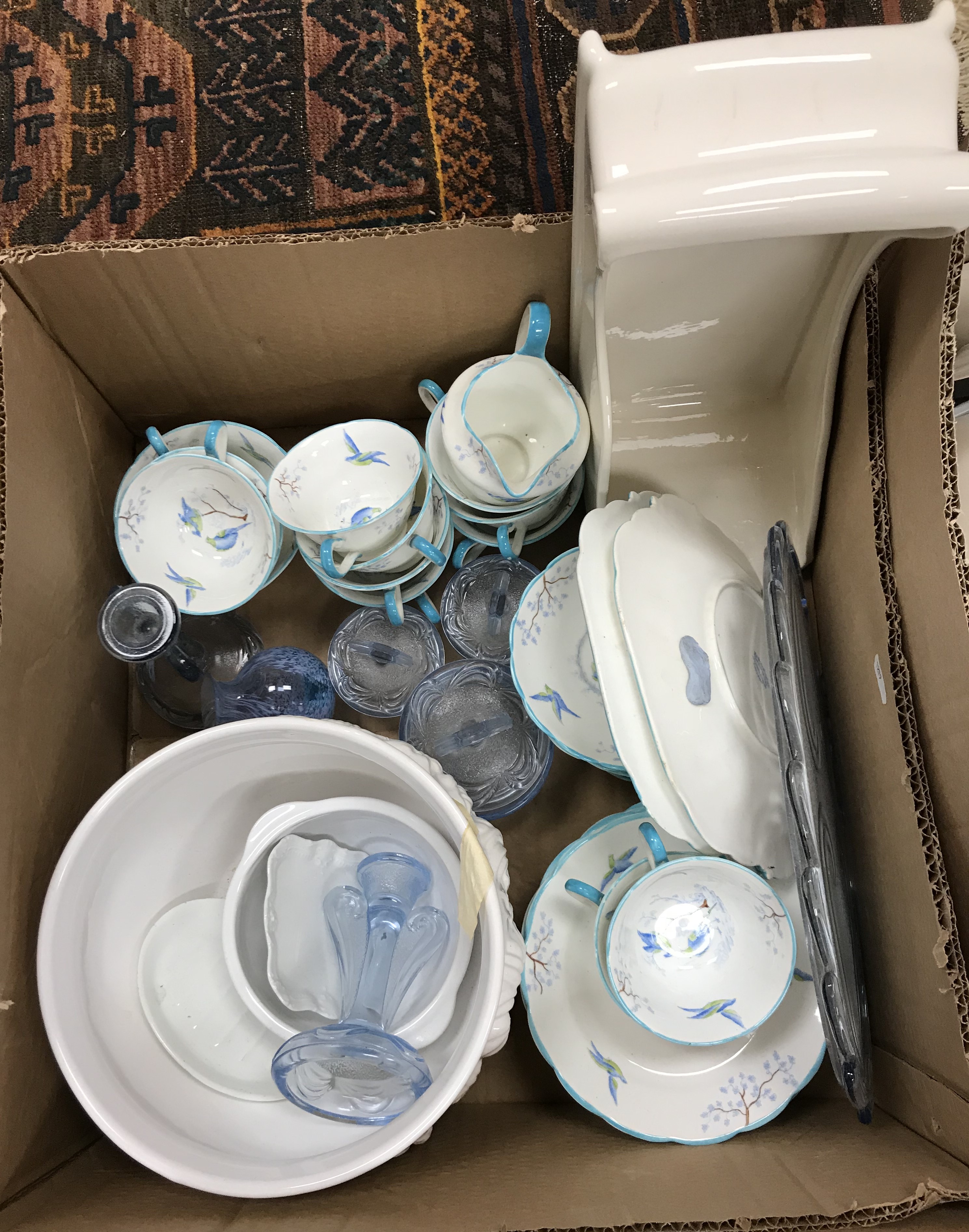 Three boxes of china wares to include Minton "Summer Days" part dinner service (mainly seconds), - Image 3 of 4